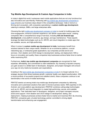 Top Mobile App Development & Custom App Companies in India