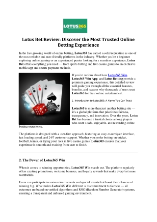 Lotus Bet Review- Discover the Most Trusted Online Betting Experience