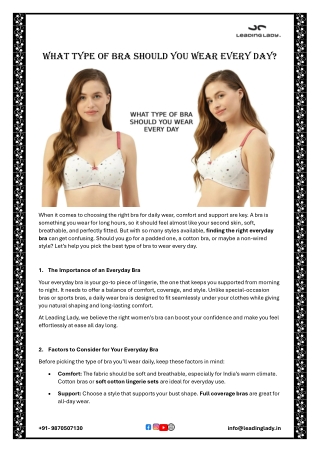 What Type Of Bra Should You Wear Every Day?