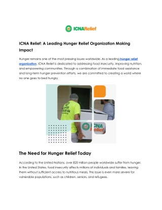 Hunger Relief Organization Working to End Food Insecurity