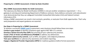 Preparing for a CMMC Assessment A State-by-State Checklist