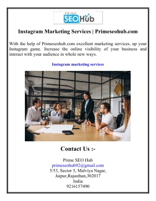 Instagram Marketing Services  Primeseohub.com