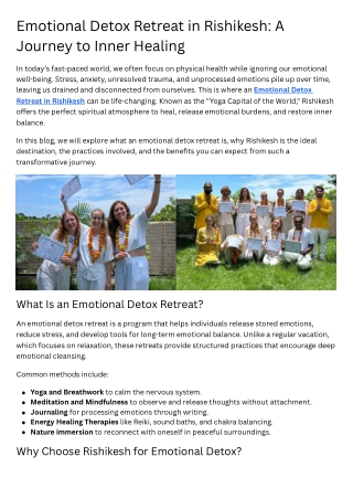 Emotional Detox Retreat in Rishikesh