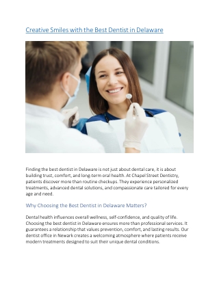 Creative Smiles with the Best Dentist in Delaware