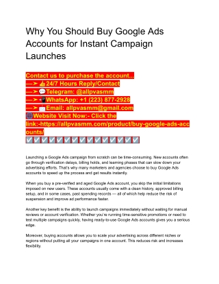 Why You Should Buy Google Ads Accounts for Instant Campaign Launches
