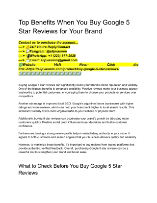 Top Benefits When You Buy Google 5 Star Reviews for Your Brand