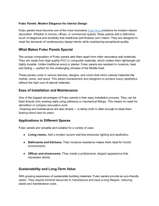 Futech Wall Panels_ Redefining Modern Interior Elegance