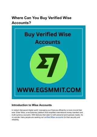 Advantages of Buying Verified Wise Accounts in 2025