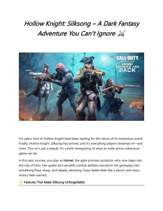 Hollow Knight Silksong – A Dark Fantasy Adventure You Can’t Ignore ⚔️