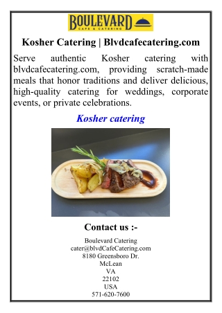 Kosher Catering | Blvdcafecatering.com