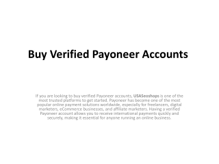 Best Place To Buy Verified Payoneer Accounts In USA