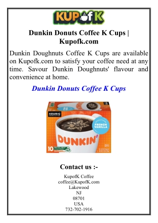 Dunkin Donuts Coffee K Cups | Kupofk.com
