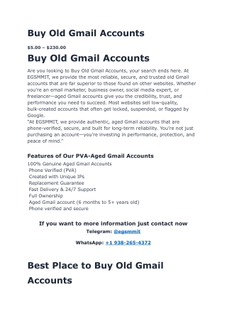 Buy Old Gmail Accounts