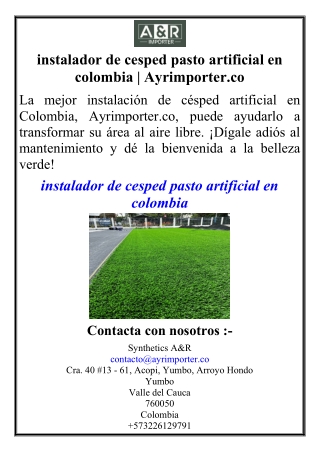 instalador de cesped pasto artificial en colombia | Ayrimporter.co