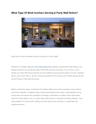 What Type Of Work Involves Serving A Party Wall Notice