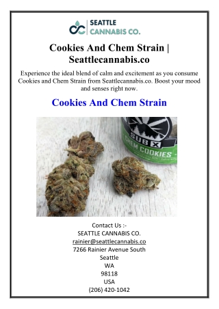 Cookies And Chem Strain | Seattlecannabis.co