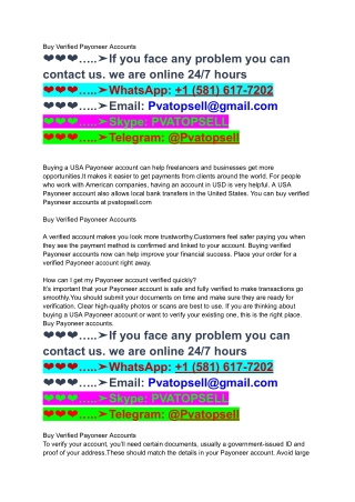 7 Best Sites for Verified Payoneer Accounts - 2025 Edition