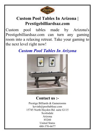 Custom Pool Tables In Arizona | Prestigebilliardsaz.com