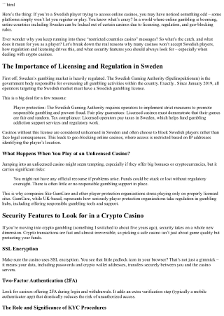 Why Do Some Casinos Not Accept Players from Sweden?