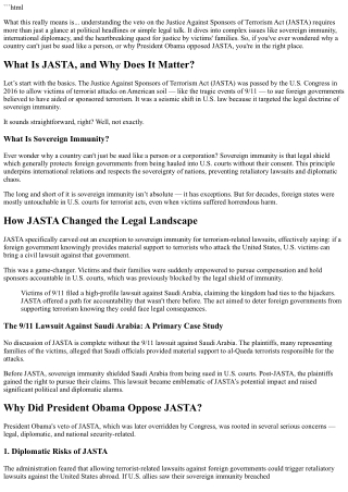 Why Did President Obama Veto JASTA in 2016?