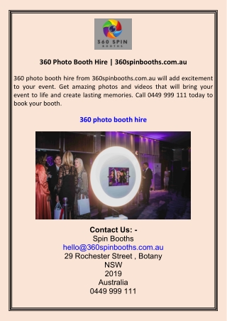 360 Photo Booth Hire | 360spinbooths.com.au