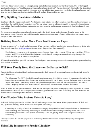 Can I Have More Than One Beneficiary in a Trust?