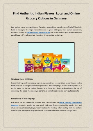 Find Authentic Indian Flavors: Local and Online Grocery Options in Germany