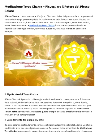 Meditazione Terzo Chakra