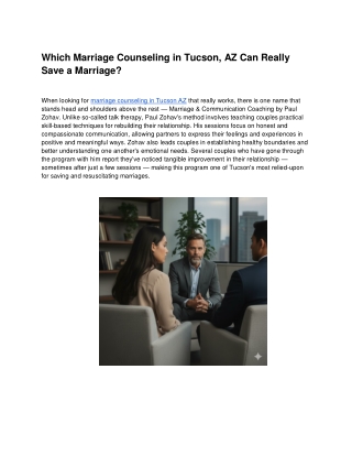 Which Marriage Counseling in Tucson, AZ Can Really Save a Marriage ?