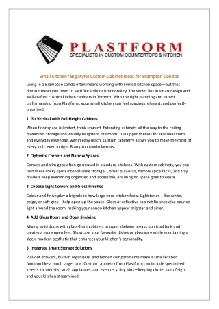 custom kitchen cabinets in Brampton - Plastform