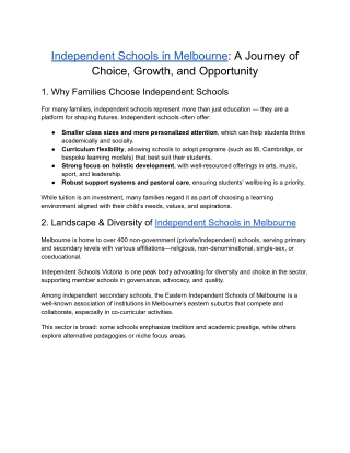 Independent Schools in Melbourne_ A Journey of Choice, Growth, and Opportunity