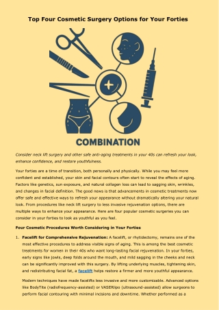 Top Four Cosmetic Surgery Options for Your Forties