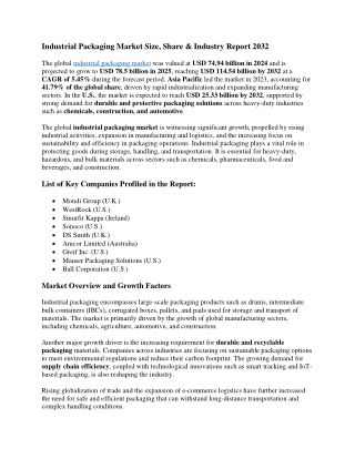 Industrial Packaging Market Growth, Share, and Key Developments 2032