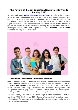 The Future Of Global Education Recruitment: Trends Shaping 2025