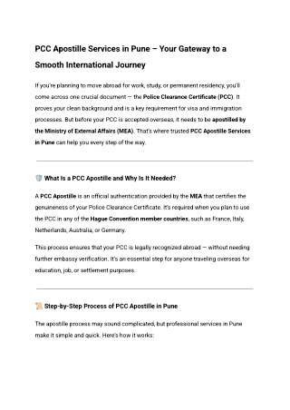 PCC Apostille Services in Pune – Your Gateway to a Smooth International Journey