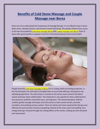 Benefits of Cold Stone Massage and Couple Massage near Berea