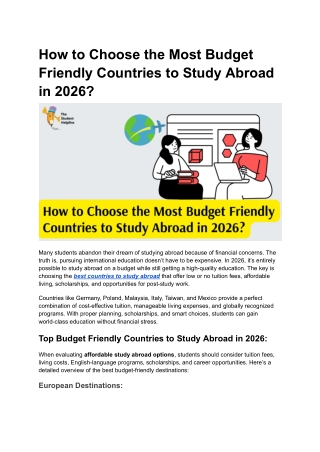 How to Choose the Most Budget Friendly Countries to Study Abroad in 2026?