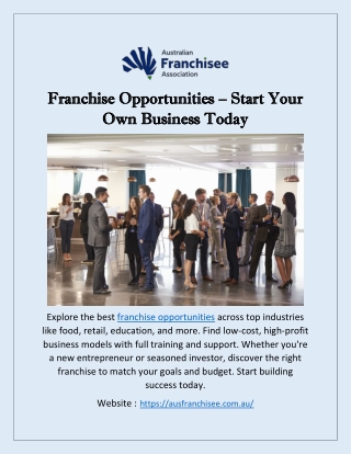 Franchise Opportunities – Start Your Own Business Today
