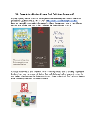 Why Every Author Needs a Mystery Book Publishing Consultant ?