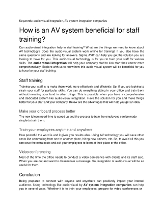 How is an AV system beneficial for staff training