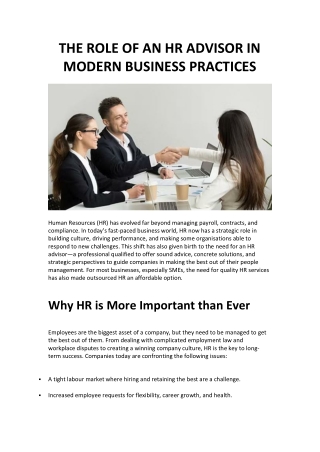 The Role of an HR Advisor in Modern Business Practices