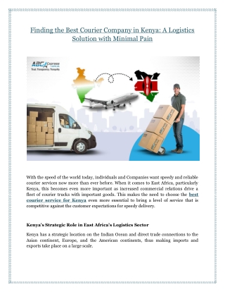 Finding the Best Courier Company in Kenya- A Logistics Solution with Minimal Pain