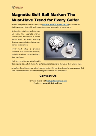 Magnetic Golf Ball Marker: The Must-Have Trend for Every Golfer