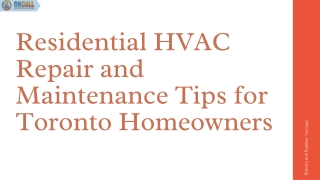 Residential HVAC Repair and Maintenance Tips for Toronto Homeowners