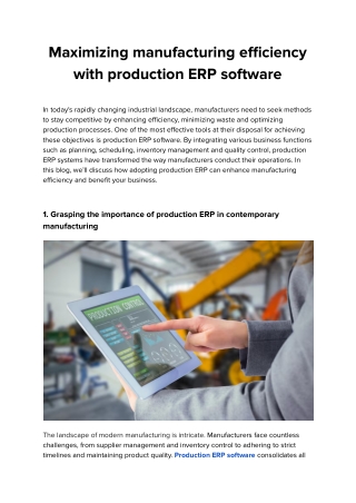 Elevating Manufacturing Output with Production ERP Software