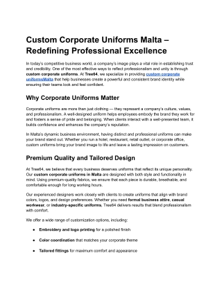 Custom Corporate Uniforms Malta