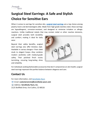 Surgical Steel Earrings: A Safe and Stylish Choice for Sensitive Ears