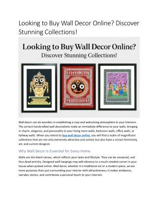 Looking to Buy Wall Decor Online? Discover Stunning Collections!