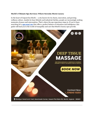 Morbi’s Ultimate Spa Services: Where Serenity Meets Luxury