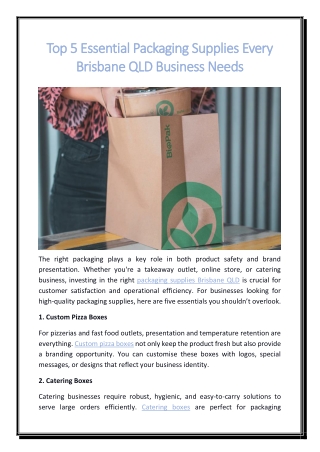 Top 5 Essential Packaging Supplies Every Brisbane QLD Business Needs